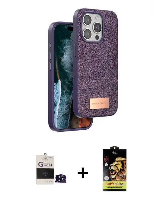 ieg™ iPhone 14 Pro Max Kılıf Vadi Klasik Serisi - Siyah Buffer Cam Ekran Koruyucu + Bilvis Titan Kamera Lens - SH