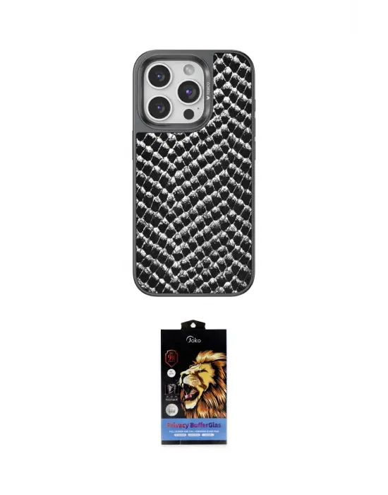ieg™ iPhone 14 Pro Max Kılıf Vadi Özel Seri - Siyah Buffer Hayalet Cam Ekran Koruyucu