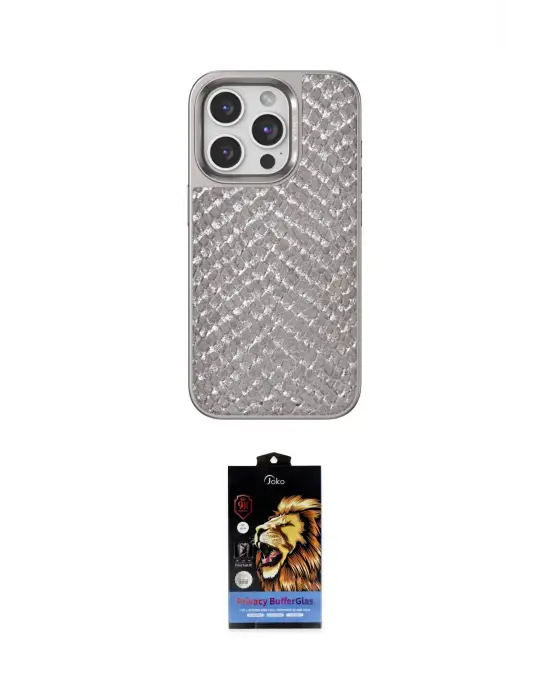 ieg™ iPhone 14 Pro Max Kılıf Vadi Özel Seri - Siyah Buffer Hayalet Cam Ekran Koruyucu