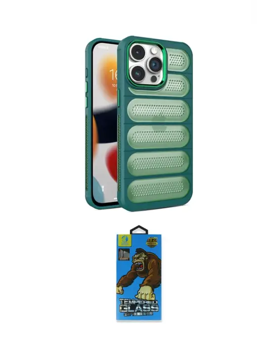 ieg™ iPhone 14 Pro Max Kılıf Yadigar Doku Özel Seri - Siyah 18D Cam Ekran Koruyucu