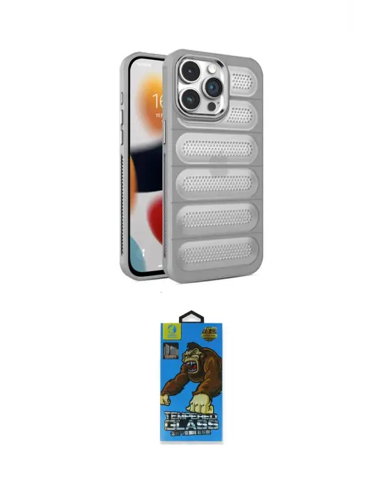 ieg™ iPhone 14 Pro Max Kılıf Yadigar Doku Özel Seri - Siyah 18D Cam Ekran Koruyucu