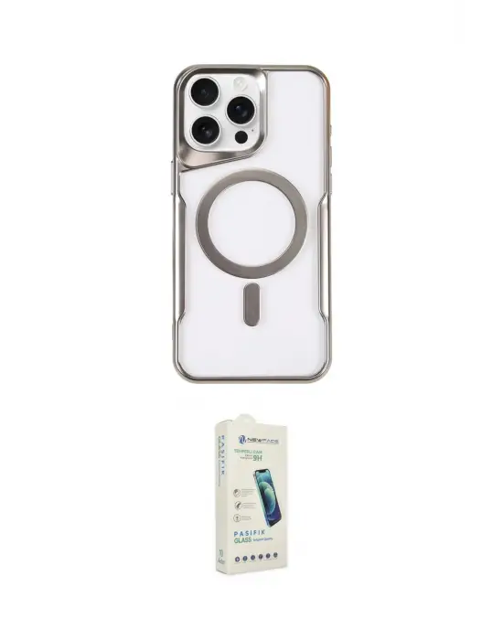 ieg™ iPhone 14 Pro Max Kılıf Yadigar Klasik Özel Seri - Şeffaf Pasifik Cam Ekran Koruyucu
