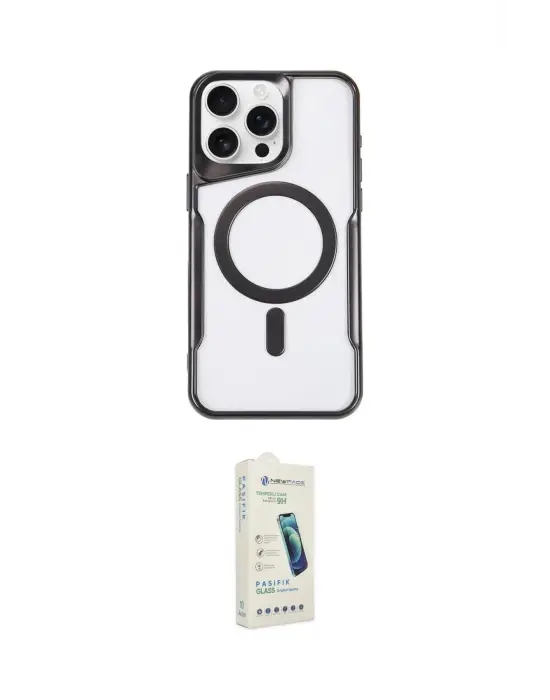 ieg™ iPhone 14 Pro Max Kılıf Yadigar Klasik Özel Seri - Şeffaf Pasifik Cam Ekran Koruyucu