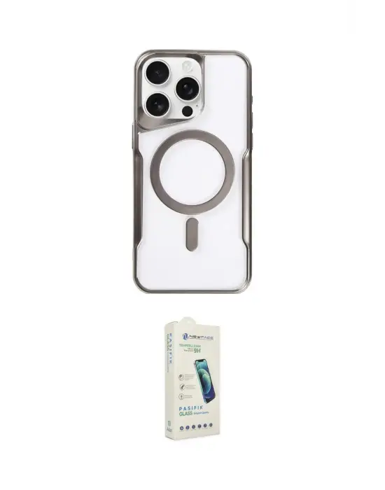 ieg™ iPhone 14 Pro Max Kılıf Yadigar Klasik Özel Seri - Şeffaf Pasifik Cam Ekran Koruyucu