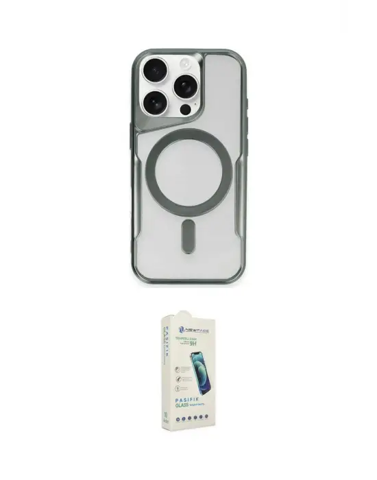 ieg™ iPhone 14 Pro Max Kılıf Yadigar Klasik Özel Seri - Şeffaf Pasifik Cam Ekran Koruyucu