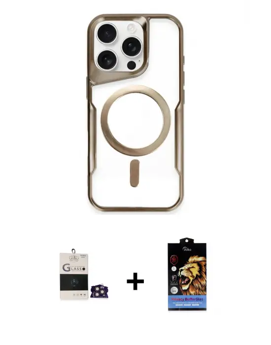 ieg™ iPhone 14 Pro Max Kılıf Yadigar Klasik Özel Seri - Siyah Buffer Hayalet Cam Ekran Koruyucu + Bilvis Titan Kamera Lens - GD