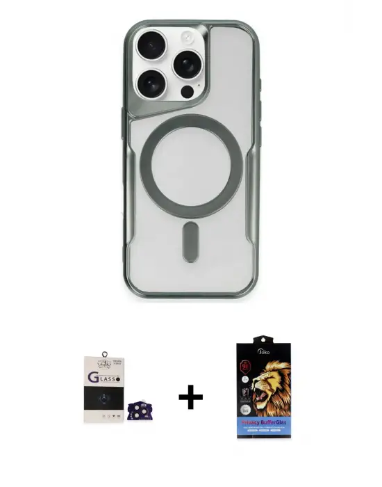 ieg™ iPhone 14 Pro Max Kılıf Yadigar Klasik Özel Seri - Siyah Buffer Hayalet Cam Ekran Koruyucu + Bilvis Titan Kamera Lens - DNMR