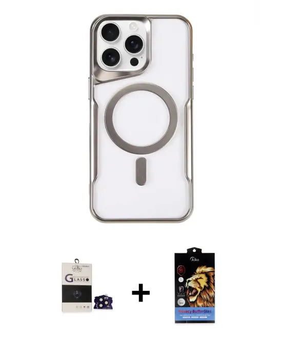 ieg™ iPhone 14 Pro Max Kılıf Yadigar Klasik Özel Seri - Siyah Buffer Hayalet Cam Ekran Koruyucu + Bilvis Titan Kamera Lens - SH