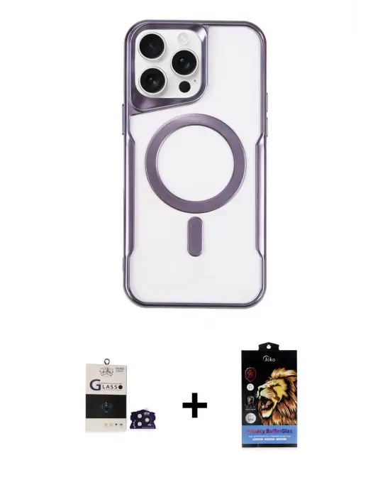 ieg™ iPhone 14 Pro Max Kılıf Yadigar Klasik Özel Seri - Siyah Buffer Hayalet Cam Ekran Koruyucu + Bilvis Titan Kamera Lens - DNMR