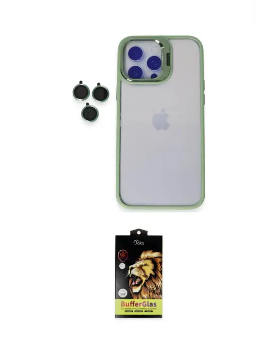 ieg™ iPhone 14 Pro Max Kılıf Yankı Asil Serisi - Siyah Buffer Cam Ekran Koruyucu