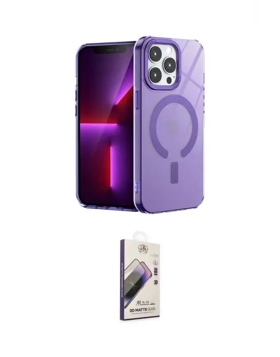 ieg™ iPhone 14 Pro Max Kılıf Yankı Çizgi - Siyah Bilvis 3D Mat Cam Ekran Koruyucu