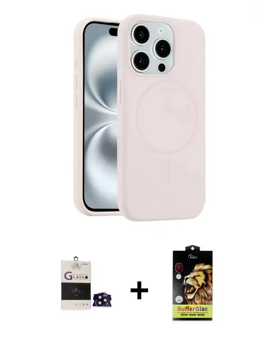 ieg™ iPhone 14 Pro Max Kılıf Yankı Form Serisi - Siyah Buffer Cam Ekran Koruyucu + Bilvis Titan Kamera Lens - SH