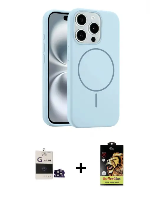 ieg™ iPhone 14 Pro Max Kılıf Yankı Form Serisi - Siyah Buffer Cam Ekran Koruyucu + Bilvis Titan Kamera Lens - SH