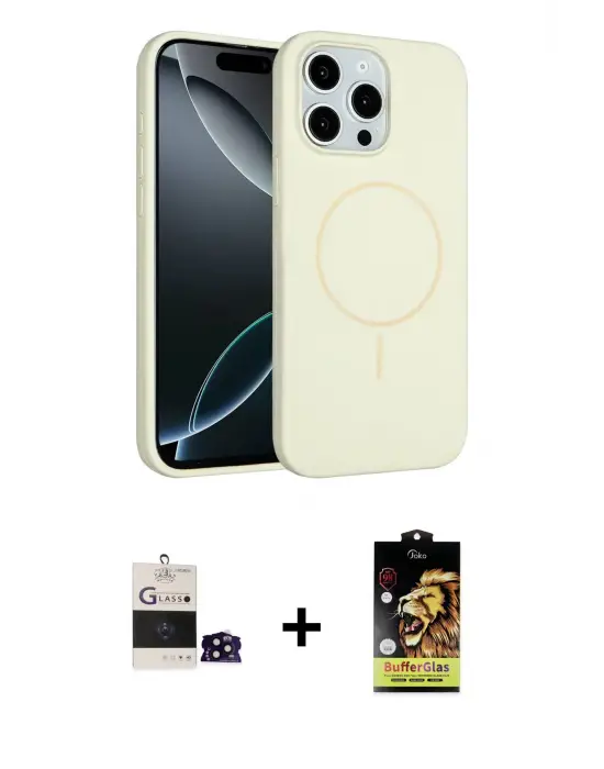 ieg™ iPhone 14 Pro Max Kılıf Yankı Form Serisi - Siyah Buffer Cam Ekran Koruyucu + Bilvis Titan Kamera Lens - SH