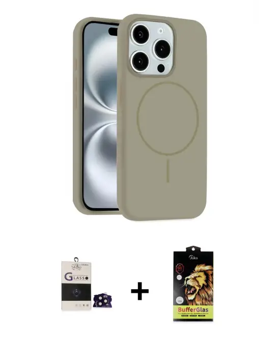 ieg™ iPhone 14 Pro Max Kılıf Yankı Form Serisi - Siyah Buffer Cam Ekran Koruyucu + Bilvis Titan Kamera Lens - SH