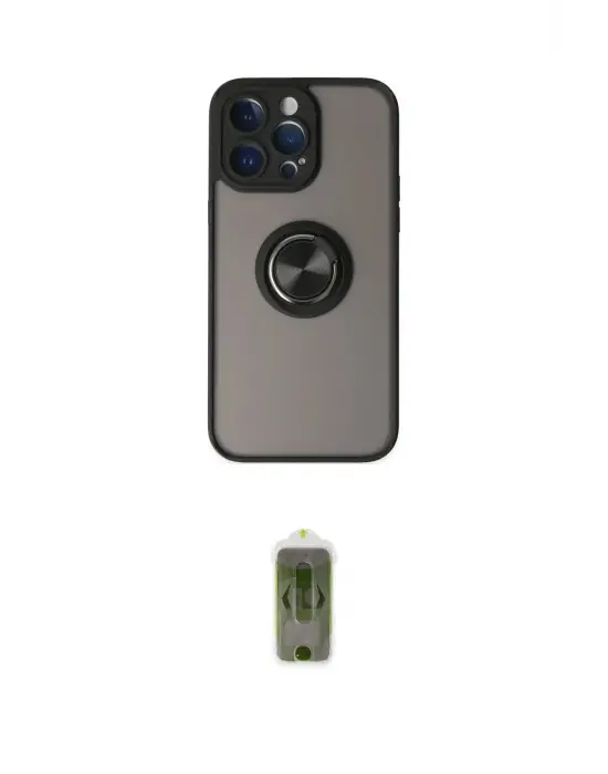 ieg™ iPhone 14 Pro Max Kılıf Yörünge Çizgi - Siyah Joko Magic 5D Hayalet Cam