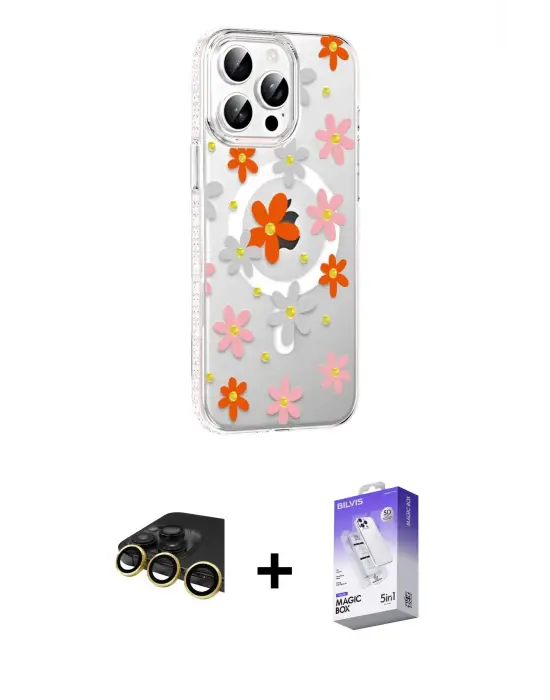 ieg™ iPhone 14 Pro Max Kılıf Yörünge Işık Prime - Siyah Bilvis 5in1 3D Magic Cam Ekran Koruyucu + Raze Metal Kamera Lens - GD