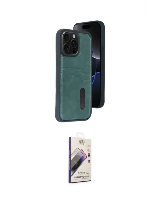 ieg™ iPhone 14 Pro Max Kılıf Yörünge Işık Serisi - Siyah Bilvis 3D Mat Cam Ekran Koruyucu