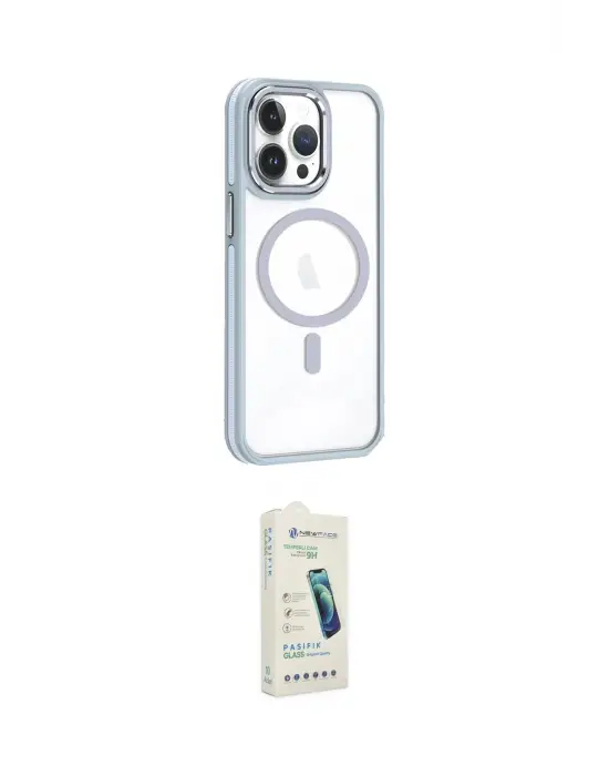ieg™ iPhone 14 Pro Max Kılıf Yörünge Klasik - Şeffaf Pasifik Cam Ekran Koruyucu