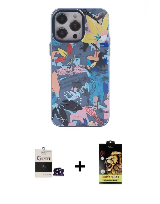 ieg™ iPhone 14 Pro Max Kılıf Zirve Form Özel Seri - Siyah Buffer Cam Ekran Koruyucu + Bilvis Titan Kamera Lens - SH