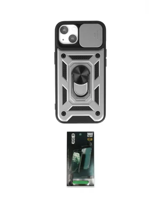ieg™ iPhone 15 Kılıf Ahenk Klasik - Siyah 360 Mat Full Body Arka Koruyucu