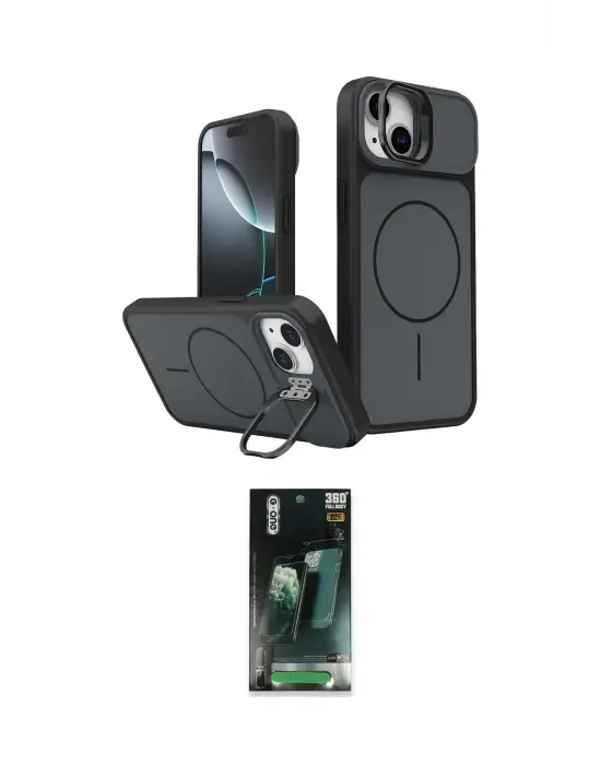 ieg™ iPhone 15 Kılıf İz Modern Prime - Şeffaf 360 Full Body Arka Koruyucu