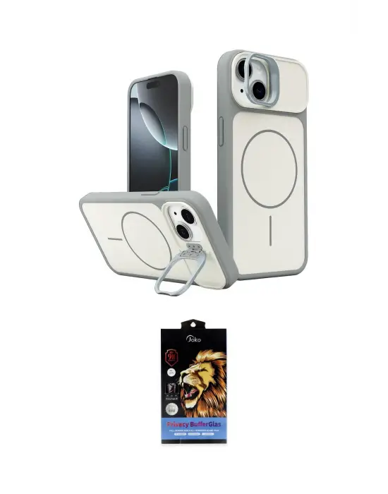 ieg™ iPhone 15 Kılıf İz Modern Prime - Siyah Buffer Hayalet Cam Ekran Koruyucu