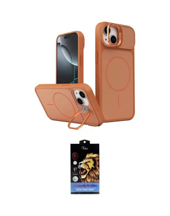 ieg™ iPhone 15 Kılıf İz Modern Prime - Siyah Buffer Hayalet Cam Ekran Koruyucu