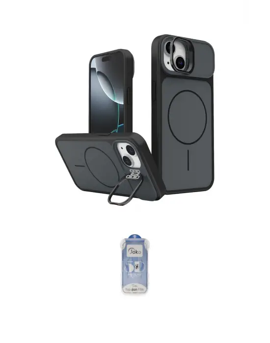 ieg™ iPhone 15 Kılıf İz Modern Prime - Siyah Joko Magic 5D Cam