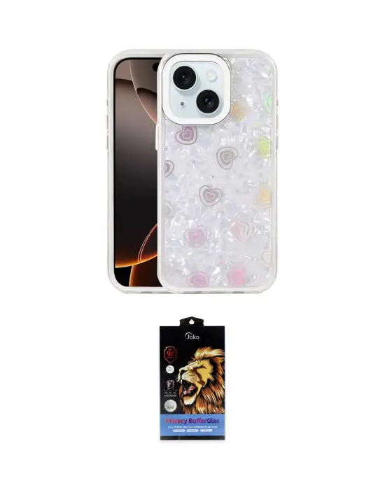 ieg™ iPhone 15 Kılıf Odak Prime - Siyah Buffer Hayalet Cam Ekran Koruyucu