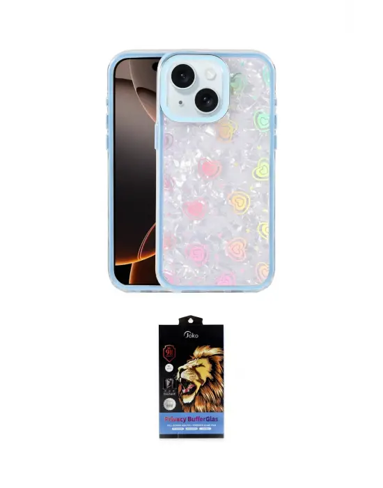 ieg™ iPhone 15 Kılıf Odak Prime - Siyah Buffer Hayalet Cam Ekran Koruyucu