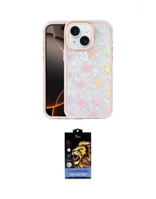 ieg™ iPhone 15 Kılıf Odak Prime - Siyah Buffer Hayalet Cam Ekran Koruyucu