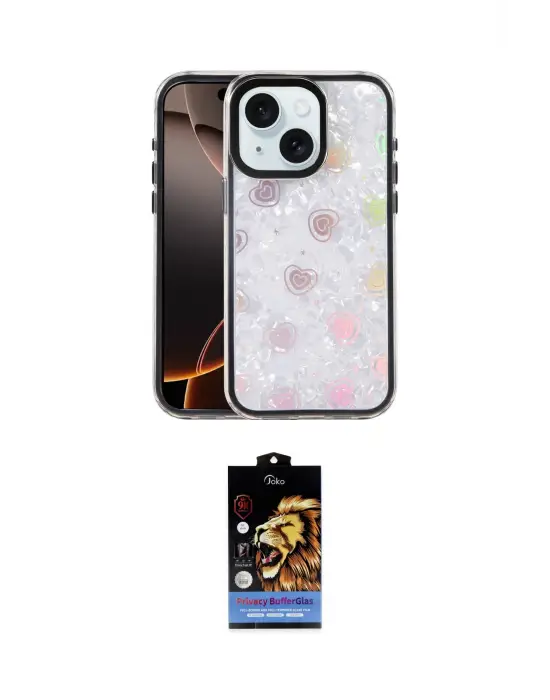 ieg™ iPhone 15 Kılıf Odak Prime - Siyah Buffer Hayalet Cam Ekran Koruyucu