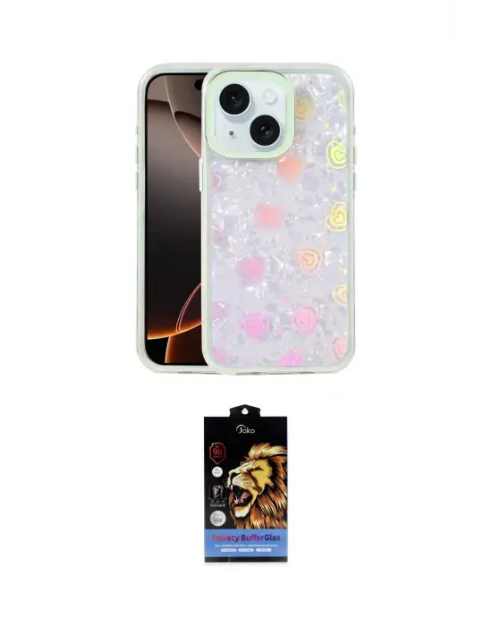 ieg™ iPhone 15 Kılıf Odak Prime - Siyah Buffer Hayalet Cam Ekran Koruyucu