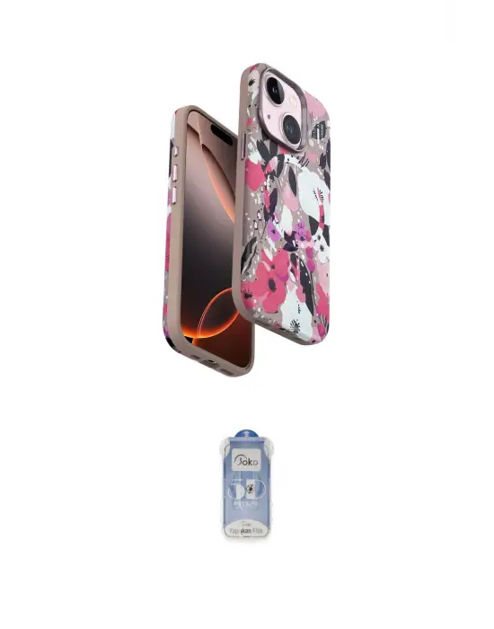 ieg™ iPhone 15 Kılıf Siluet Doku - Siyah Joko Magic 5D Cam