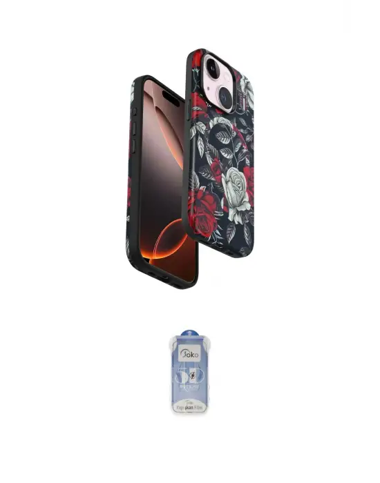 ieg™ iPhone 15 Kılıf Siluet Doku - Siyah Joko Magic 5D Cam