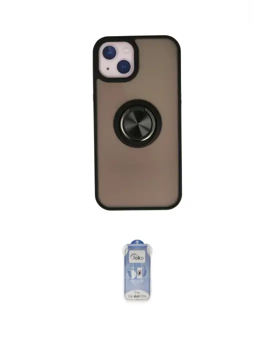 ieg™ iPhone 15 Kılıf Yörünge Çizgi - Siyah Joko Magic 5D Cam