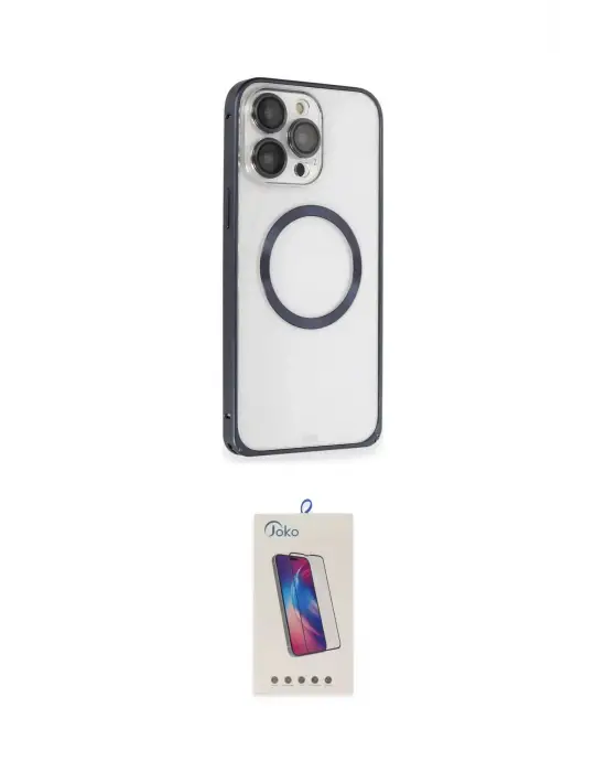 ieg™ iPhone 15 Pro Kılıf Ahenk Işık Serisi - Siyah Joko 5D Cam