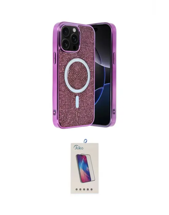 ieg™ iPhone 15 Pro Kılıf Eksen Çizgi - Siyah Joko 5D Cam