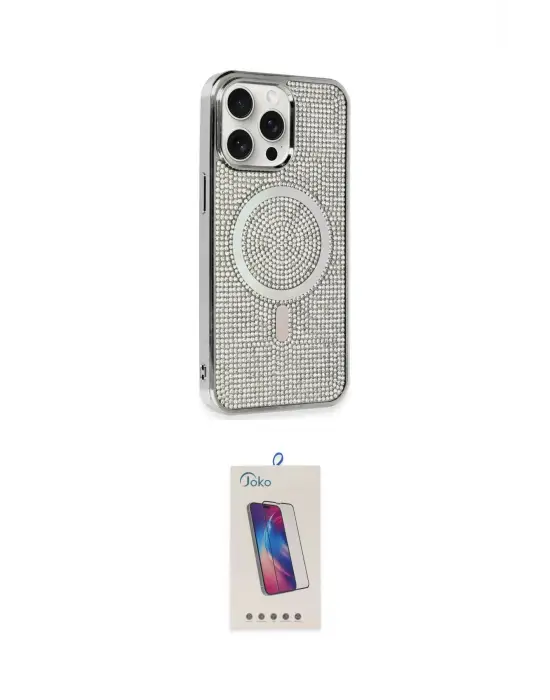 ieg™ iPhone 15 Pro Kılıf Eksen Çizgi - Siyah Joko 5D Cam