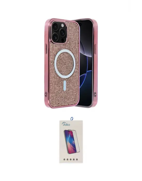 ieg™ iPhone 15 Pro Kılıf Eksen Çizgi - Siyah Joko 5D Cam
