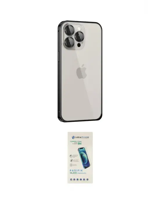 ieg™ iPhone 15 Pro Kılıf Eksen Form Serisi - Şeffaf Pasifik Cam Ekran Koruyucu