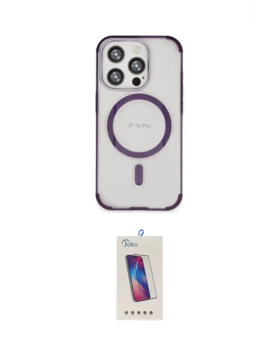 ieg™ iPhone 15 Pro Kılıf Eksen Klasik Koleksiyonu - Siyah Joko 5D Cam