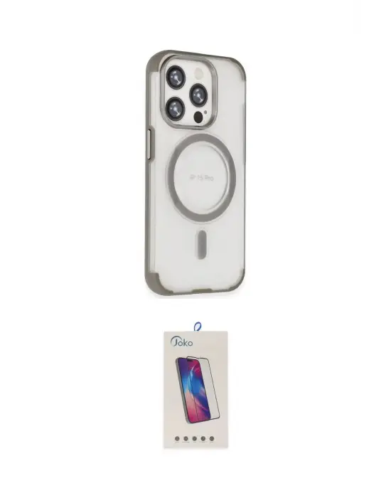 ieg™ iPhone 15 Pro Kılıf Eksen Klasik Koleksiyonu - Siyah Joko 5D Cam