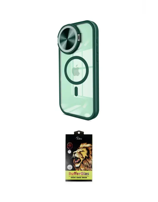 ieg™ iPhone 15 Pro Kılıf Kıvılcım Modern Koleksiyonu - Siyah Buffer Cam Ekran Koruyucu
