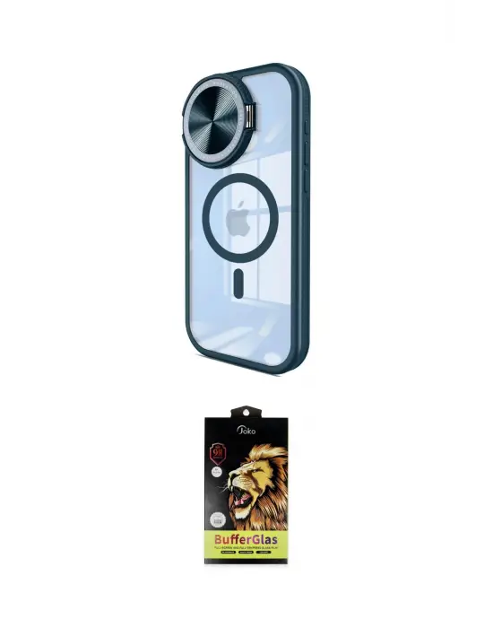 ieg™ iPhone 15 Pro Kılıf Kıvılcım Modern Koleksiyonu - Siyah Buffer Cam Ekran Koruyucu