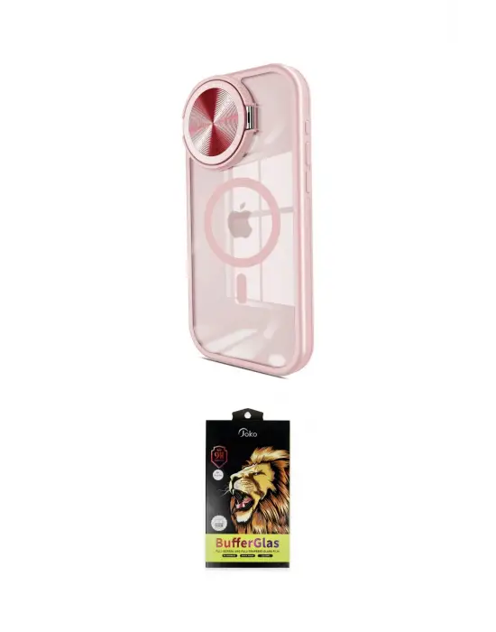 ieg™ iPhone 15 Pro Kılıf Kıvılcım Modern Koleksiyonu - Siyah Buffer Cam Ekran Koruyucu