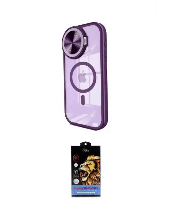 ieg™ iPhone 15 Pro Kılıf Kıvılcım Modern Koleksiyonu - Siyah Buffer Hayalet Cam Ekran Koruyucu