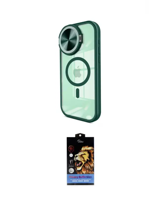 ieg™ iPhone 15 Pro Kılıf Kıvılcım Modern Koleksiyonu - Siyah Buffer Hayalet Cam Ekran Koruyucu