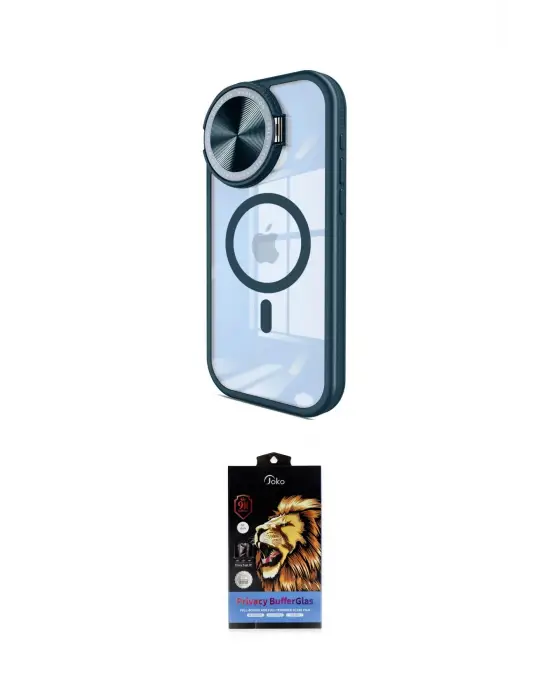 ieg™ iPhone 15 Pro Kılıf Kıvılcım Modern Koleksiyonu - Siyah Buffer Hayalet Cam Ekran Koruyucu